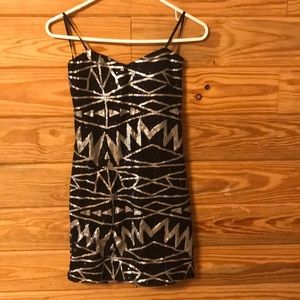 Black and silver sequin bodycon dress